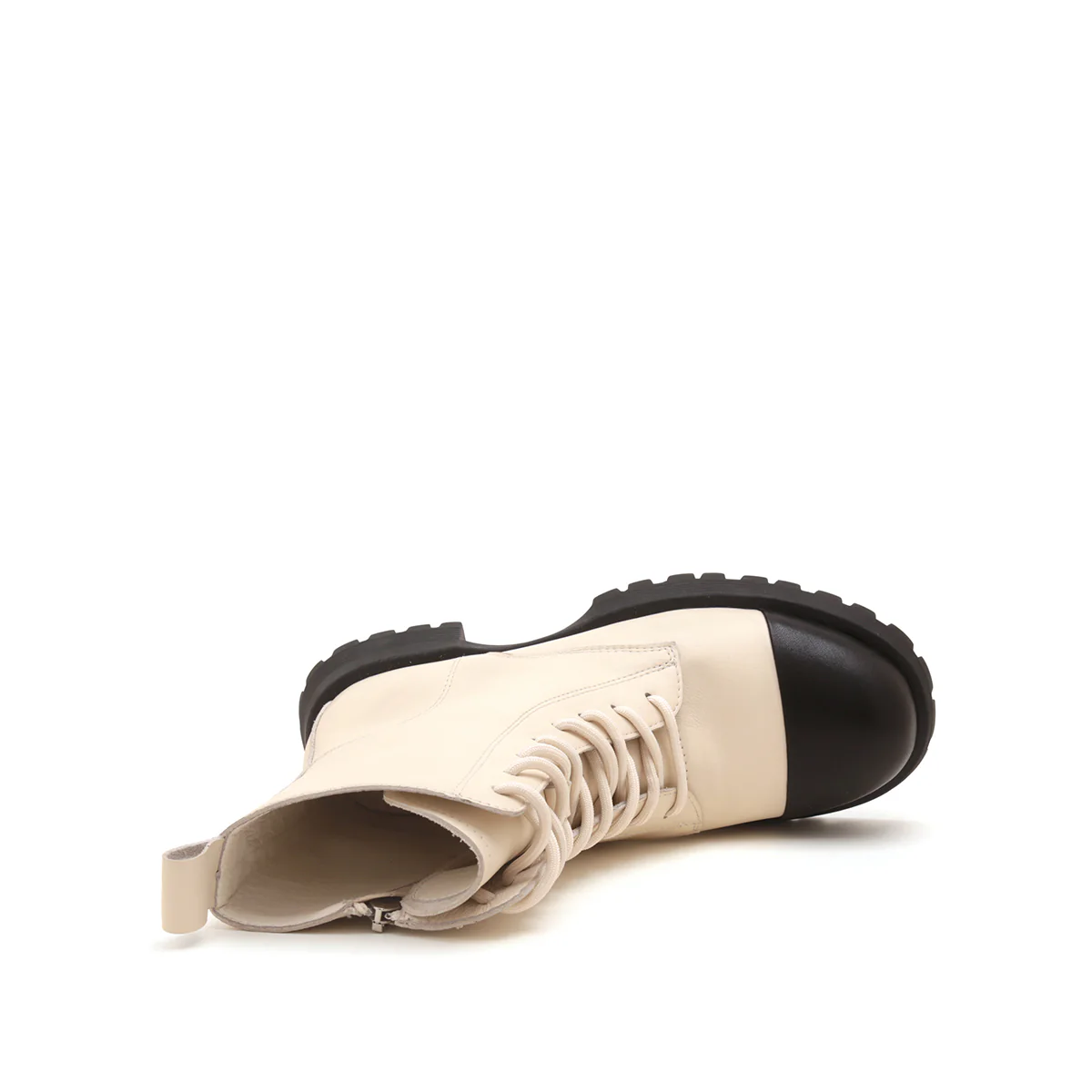 MILLIE'S Off-White/Black Cowhide Leather Boots (Women) - Image 4