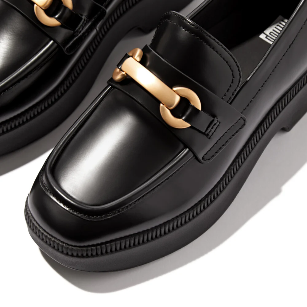 FITFLOP F-Luma Chunky-Snaffle Box-Leather D/Wedge Loafers (Women) - Image 4