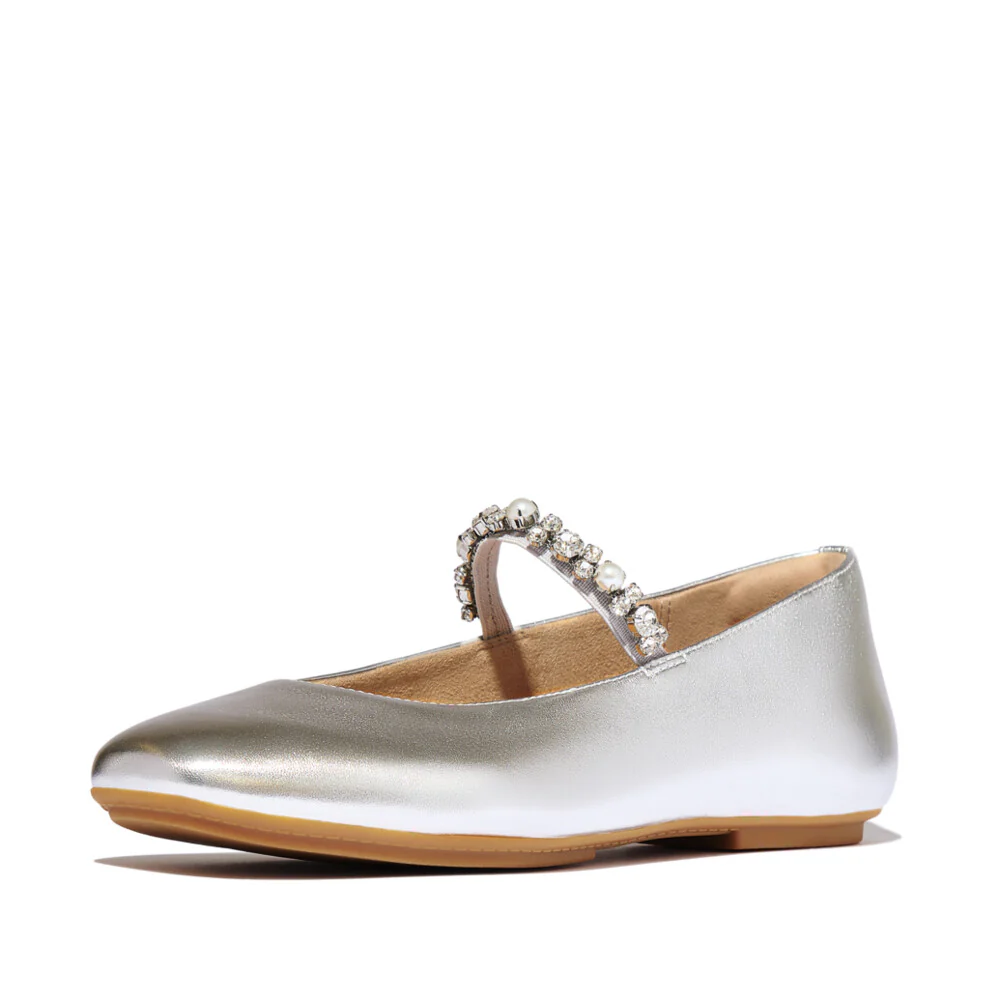 FITFLOP Delicato Pearls-And-Crystal Leather Ballet Flats (Women) - Image 4