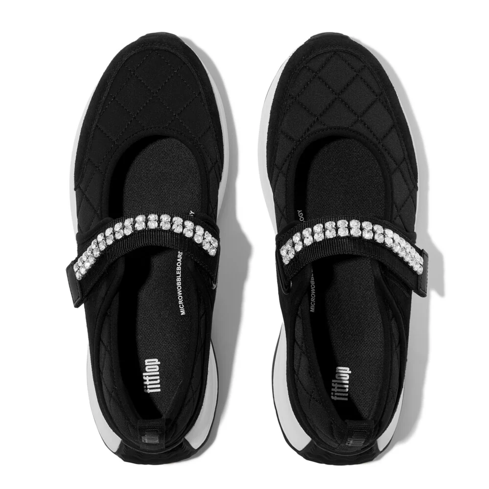 FITFLOP F-Mode Flow Crystal-Strap Quilted Mary Janes (Women) - Image 2
