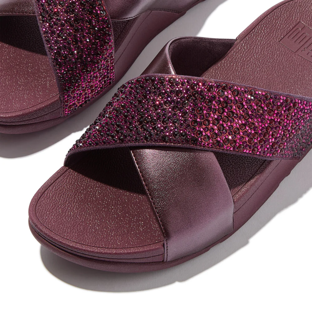 FITFLOP Lulu Crystal-Mix Metallic Cross Slides (Women) - Image 4