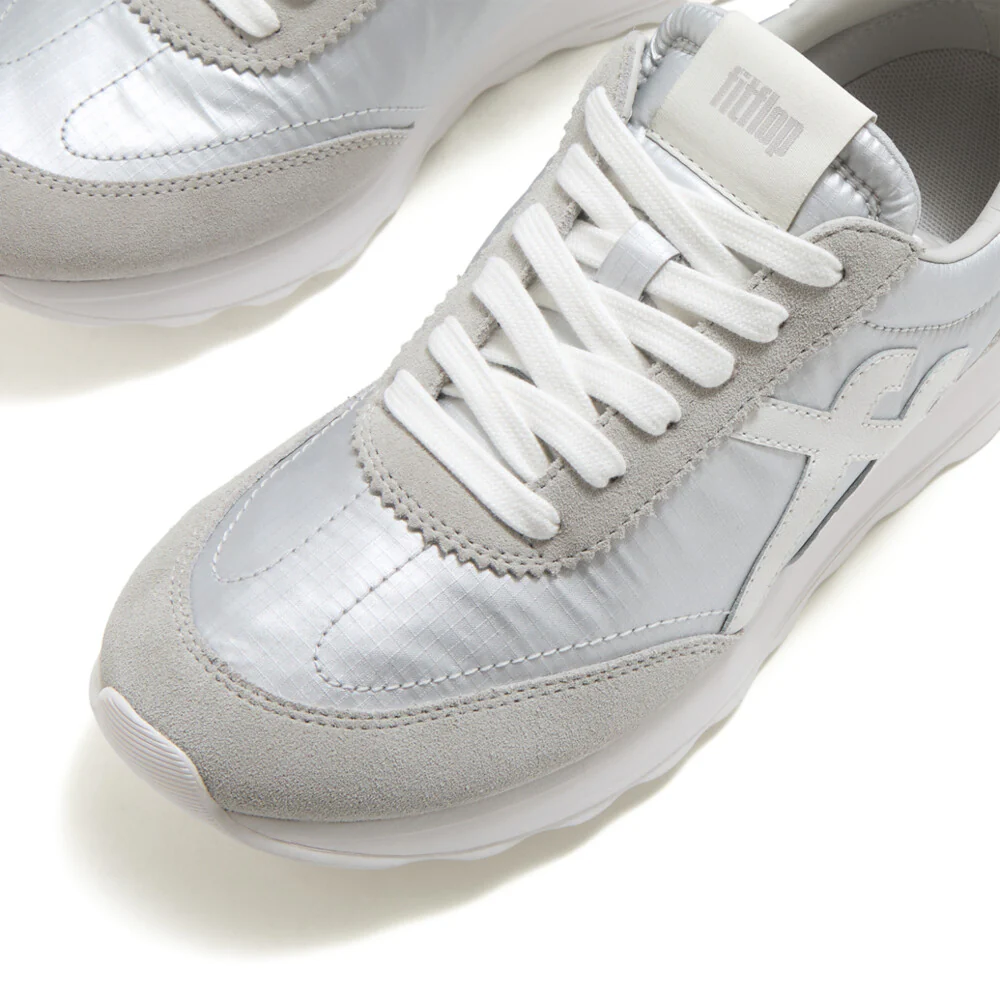 FITFLOP Retro-Q FF Metallic-Fabric/Suede Sneakers (Women) - Image 3